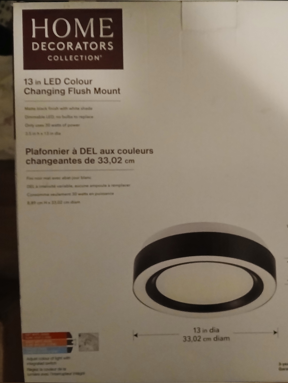 Black LED Color-Changing Flush Mount